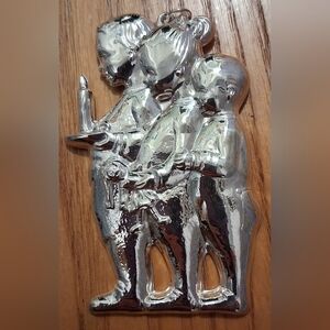 RARE Vintage 70s Gorham Silver 1570 3 Children w/ Candle Christmas Ornament